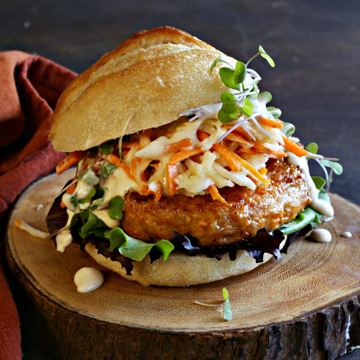 Buffalo Chicken Burger with Slaw Longhini Sausage Co