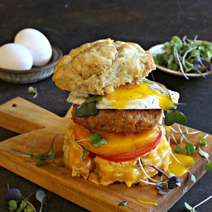 Breakfast Egg, Chicken and Cheese Biscuit Sandwich
