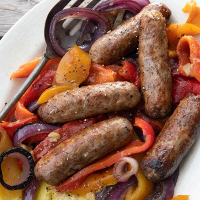 Grilled Sausage, Peppers And Onions With Roasted Garlic Aioli